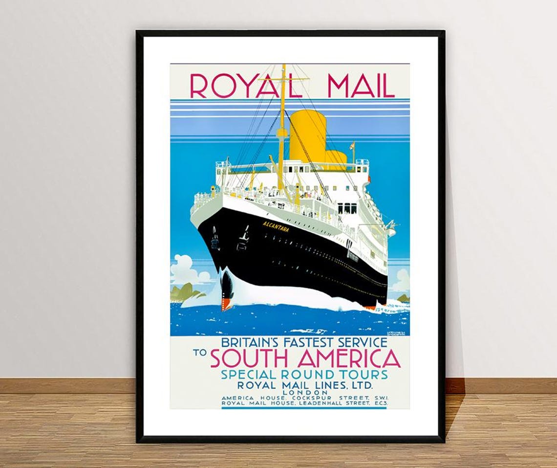 Royal Mail Alcantara South America Vintage Ocean Liner Poster - Image 2
