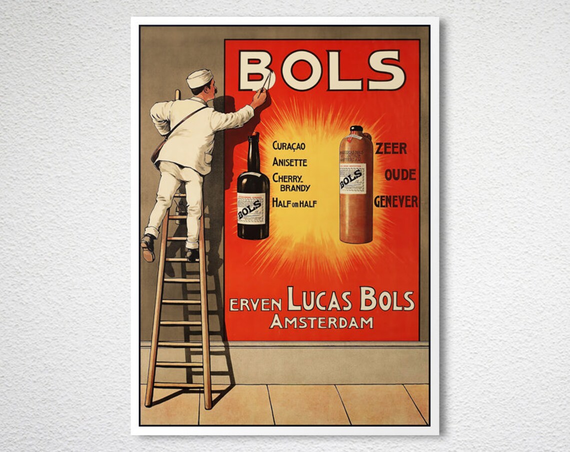 Erven Lucas Bols Amsterdam Dutch Genever Vintage Liquor Poster - Image 2