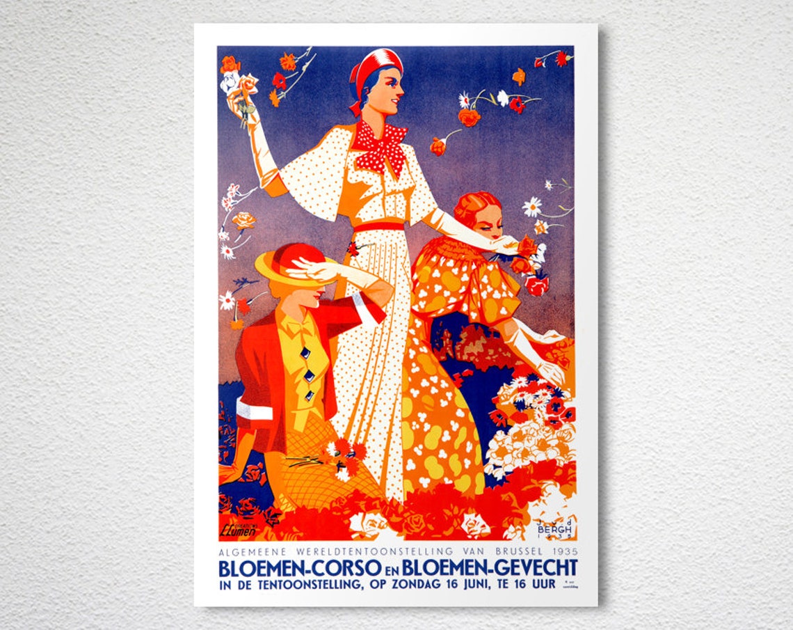 Bloemen Corso 1935 Brussels Flower Parade Vintage Event Poster - Image 2