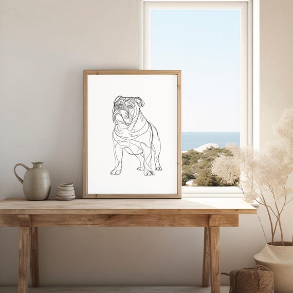 Minimalist Bulldog Line Art Print Modern Pet Decor