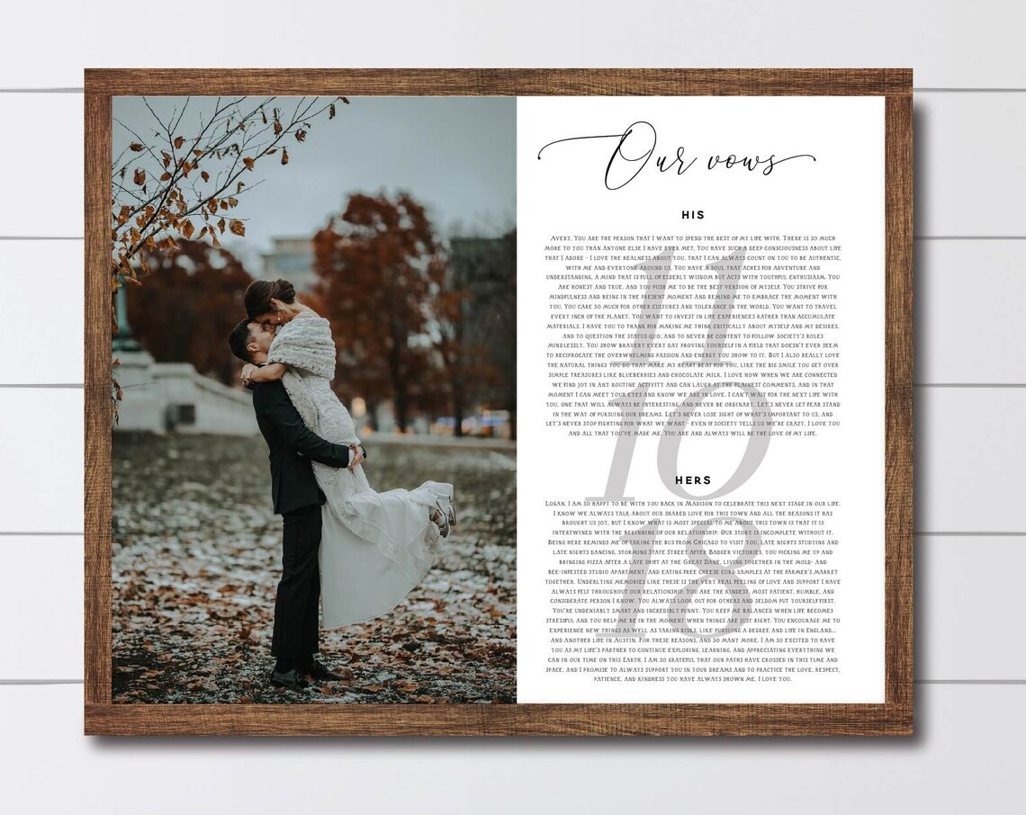 Custom Wedding Photo Our Vows His And Hers Text Keepsake Poster - Image 3