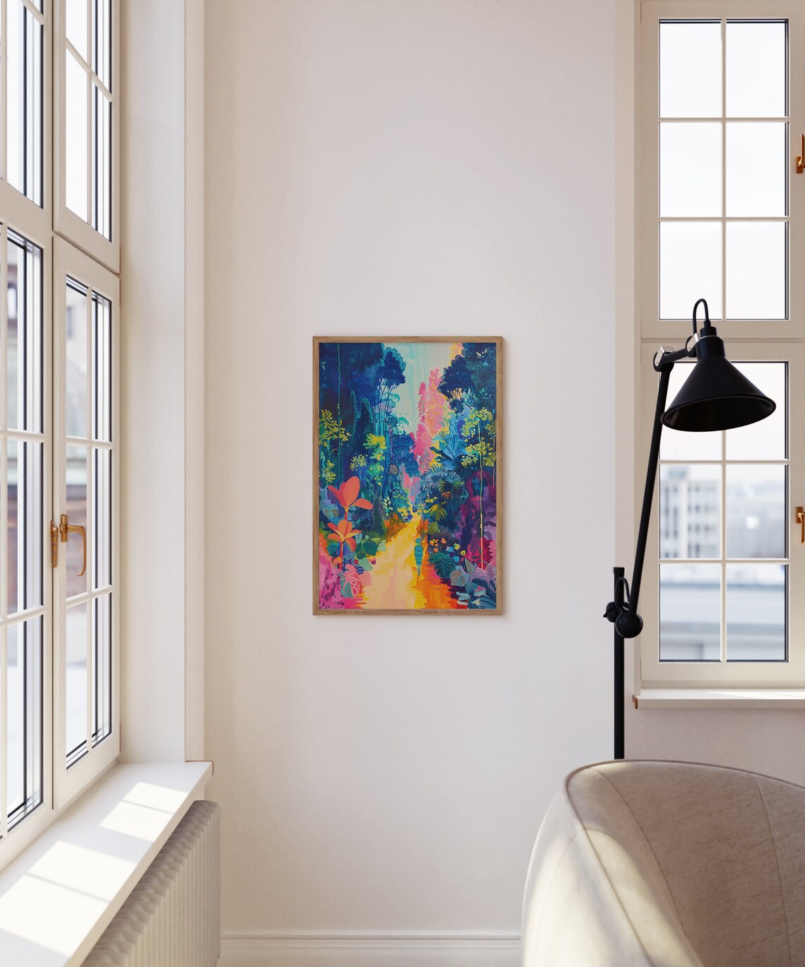 Colorful Abstract Jungle Path Painting with Sunlit Trail Art Poster - Image 3