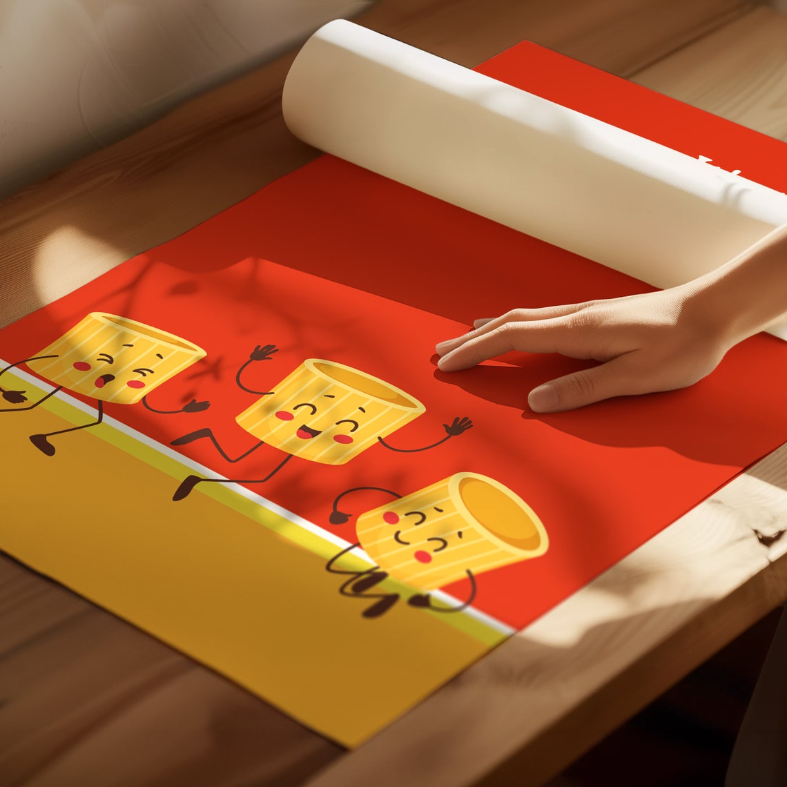 Pasta Time Dancing Rigatoni Friends Cartoon Kitchen Kids Wall Art - Image 2