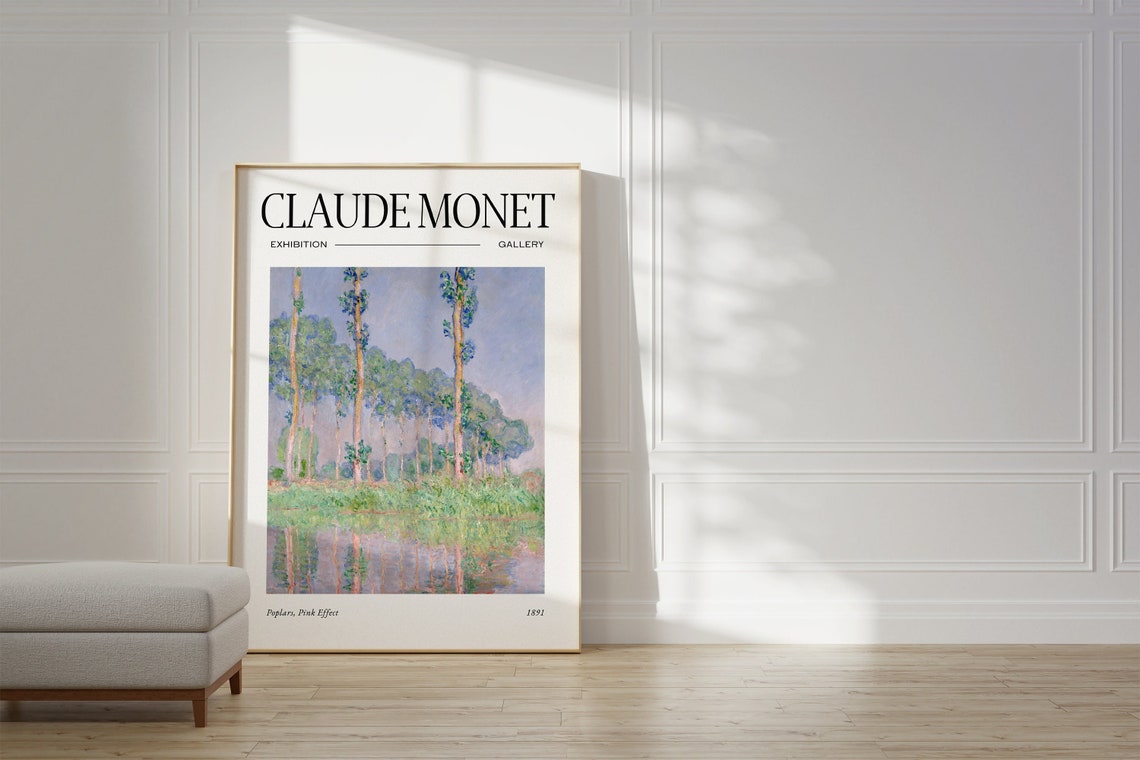 Claude Monet Poplars Pink Effect 1891 Impressionist Art Poster
