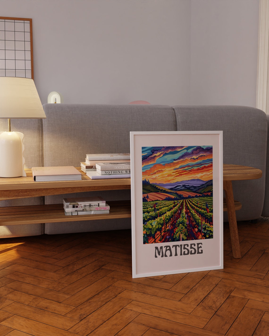 Henri Matisse Vineyard Harvesters Under Fiery Sunset Field Poster - Image 3