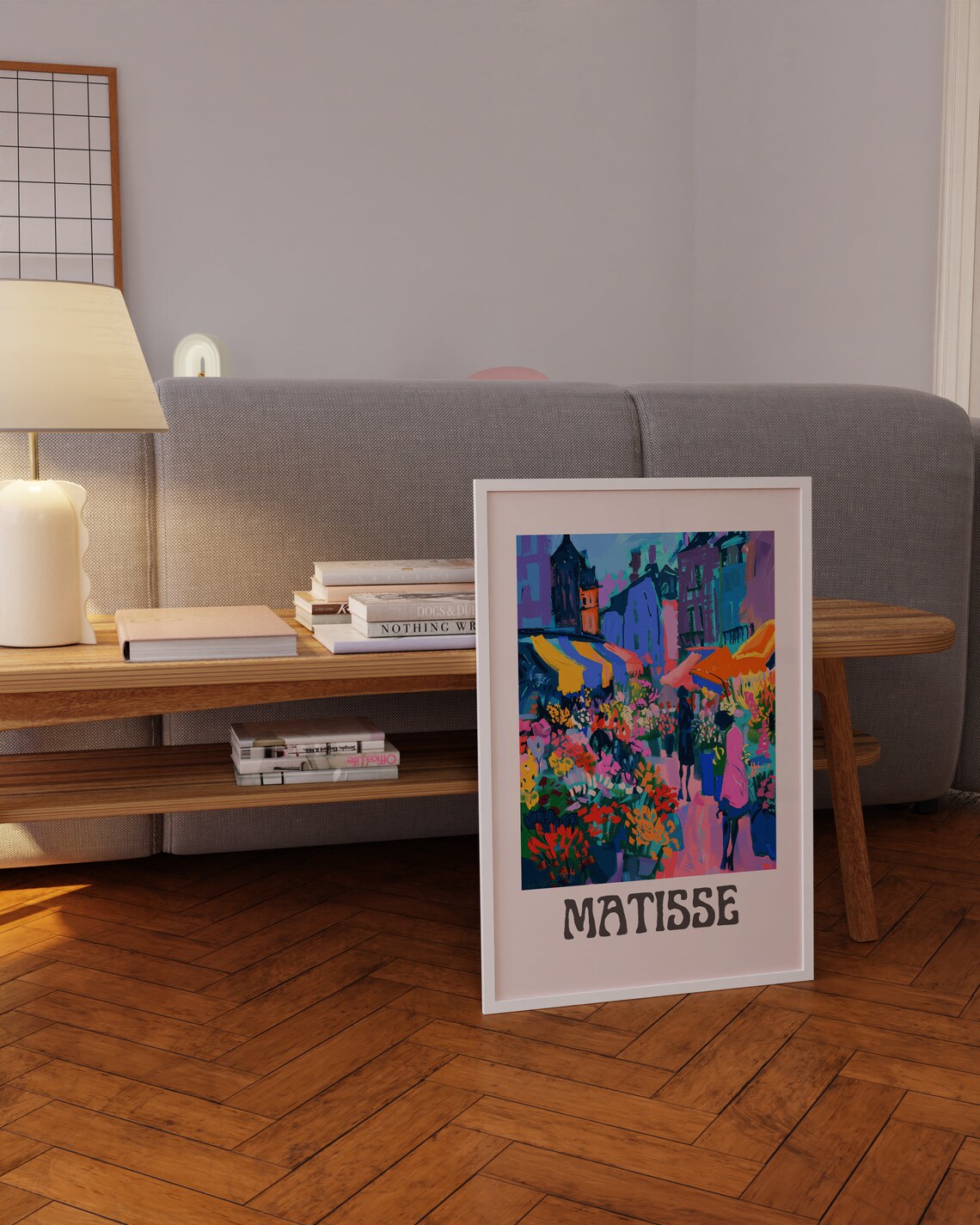 Henri Matisse Flower Market At Dusk Pink Evening Scene Art Poster - Image 2