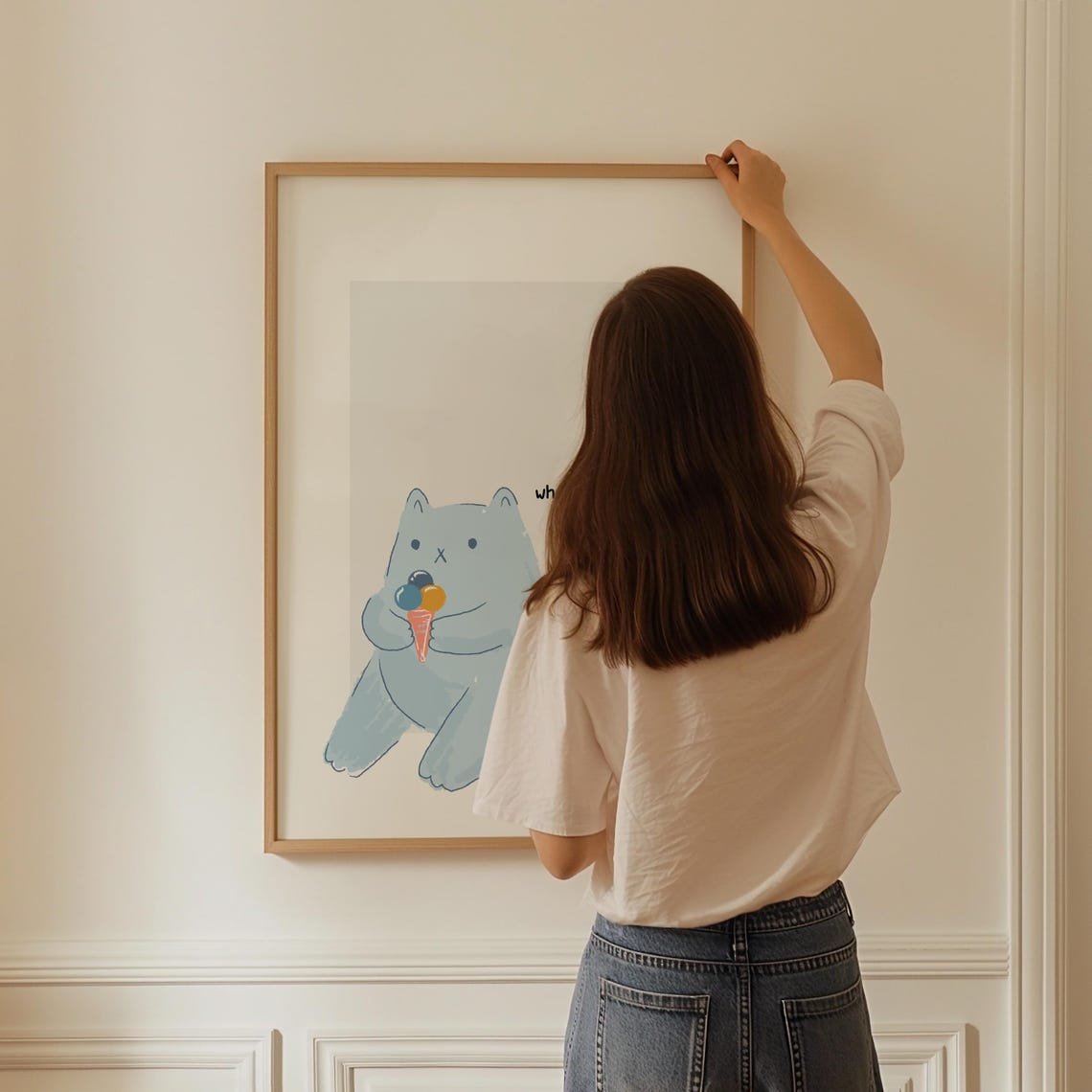 Blue Cat Holding Ice Cream When in Doubt Snuggle a Cat Poster - Image 3