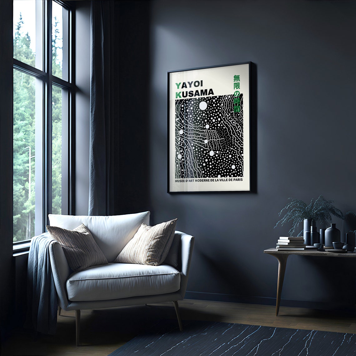Yayoi Kusama Paris Museum Black White Infinity Nets Art Poster