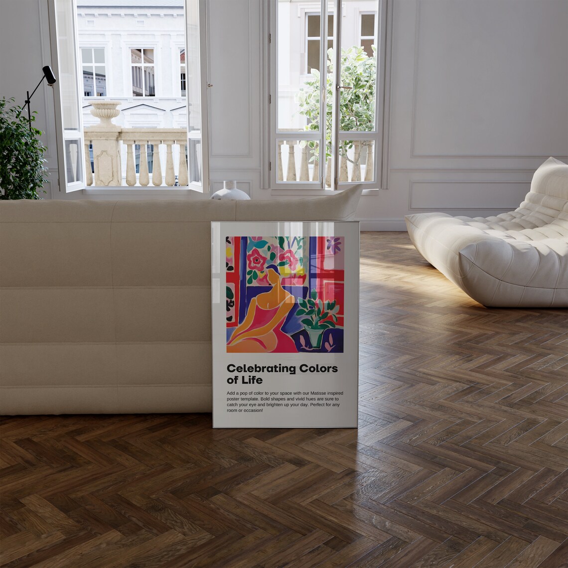 Matisse Inspired Reclining Woman Pink Modern Figure Art Poster - Image 3