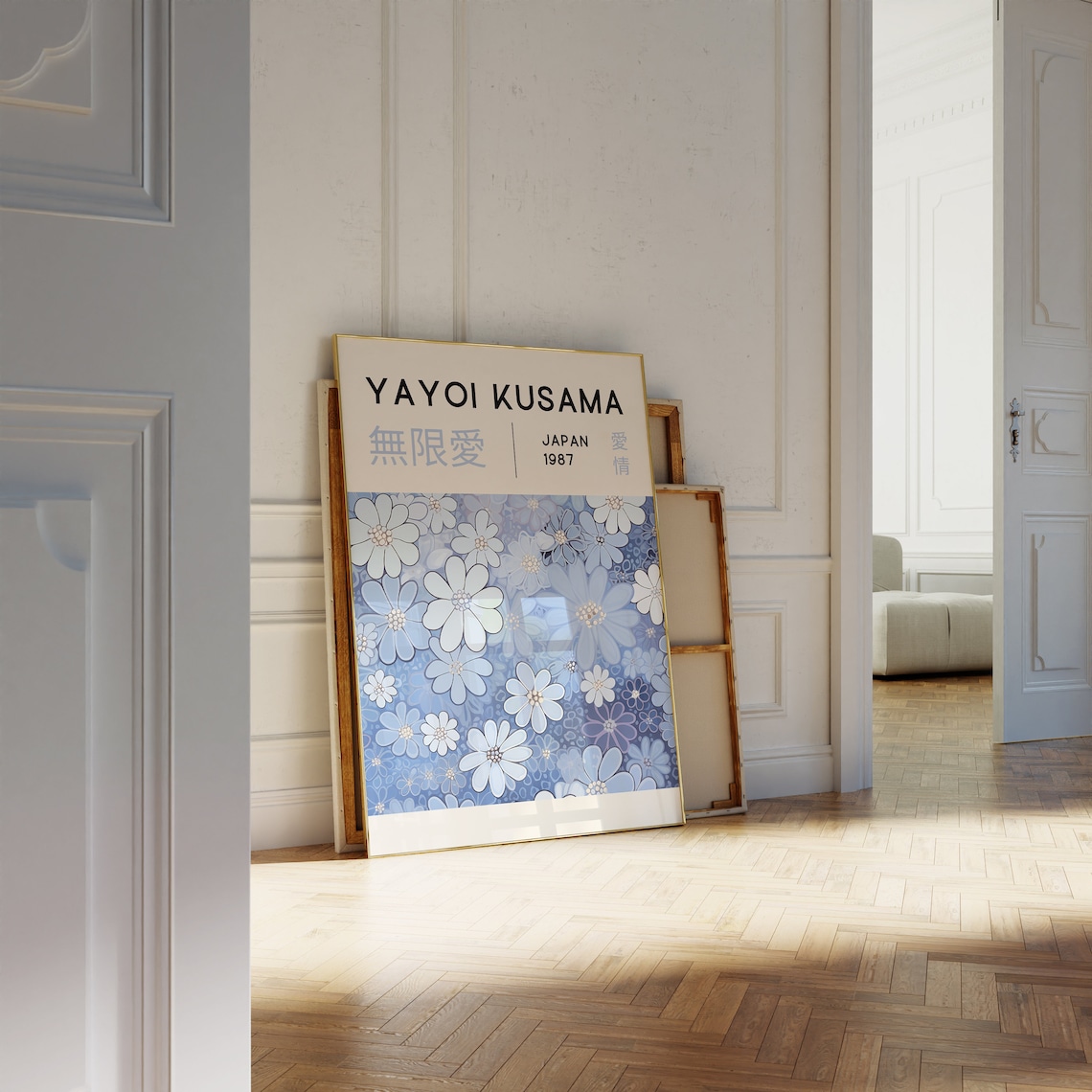 Yayoi Kusama Japan 1987 Blue Flowers Modern Japanese Art Poster - Image 2