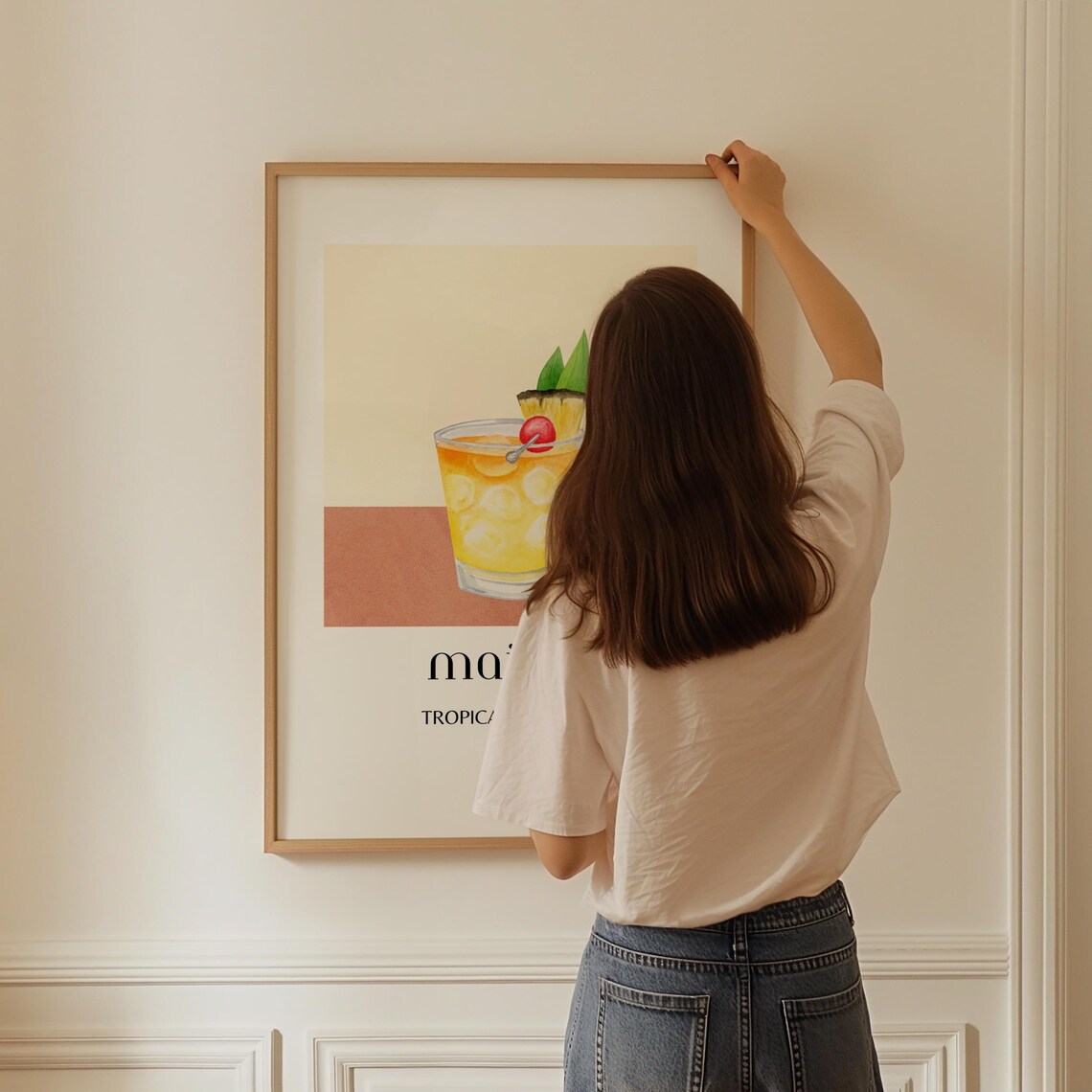 Mai Tai Tropical Cocktail Watercolor Bar Cart Kitchen Poster - Image 3