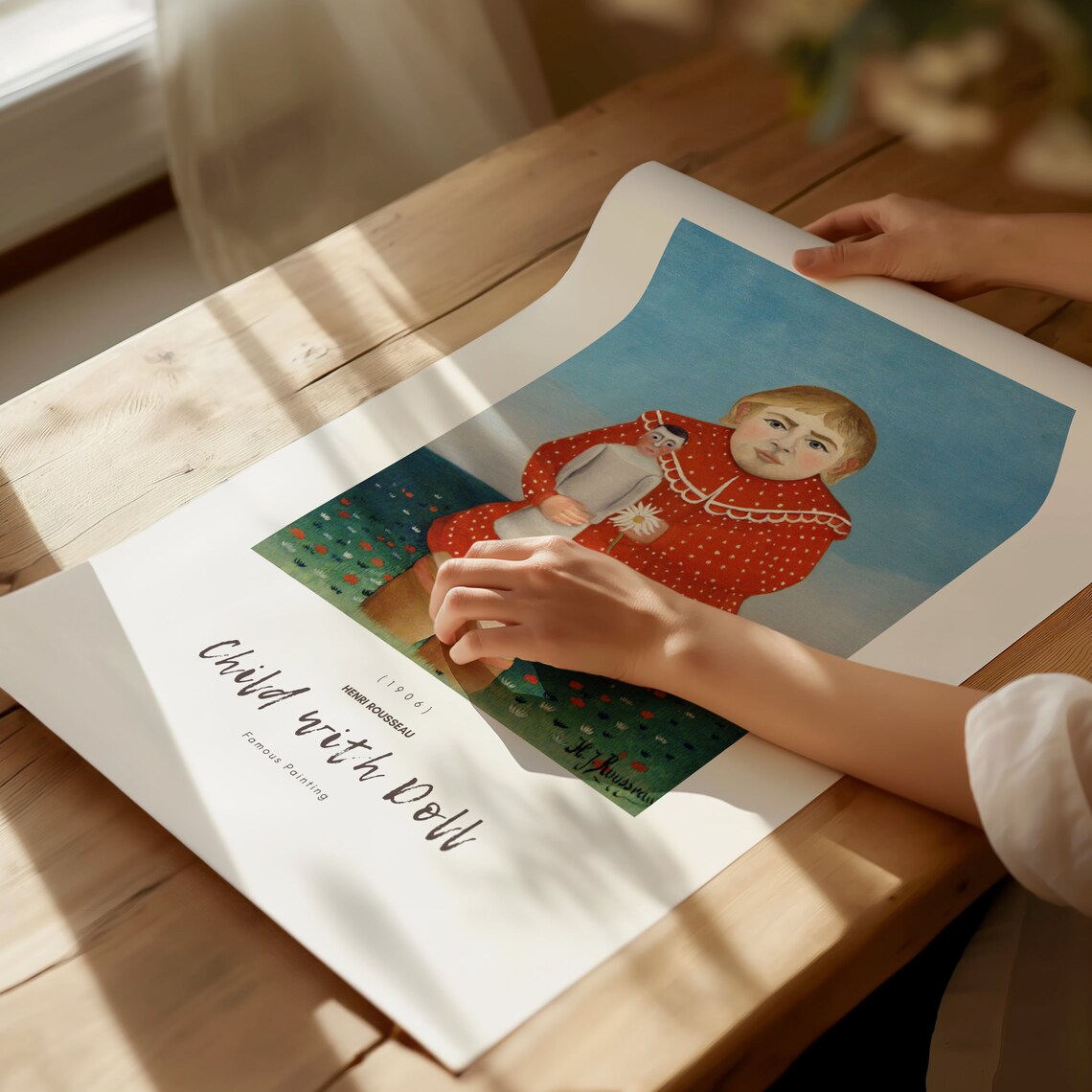 Henri Rousseau Child with Doll 1906 Girl Red Dress Portrait Art Poster - Image 2