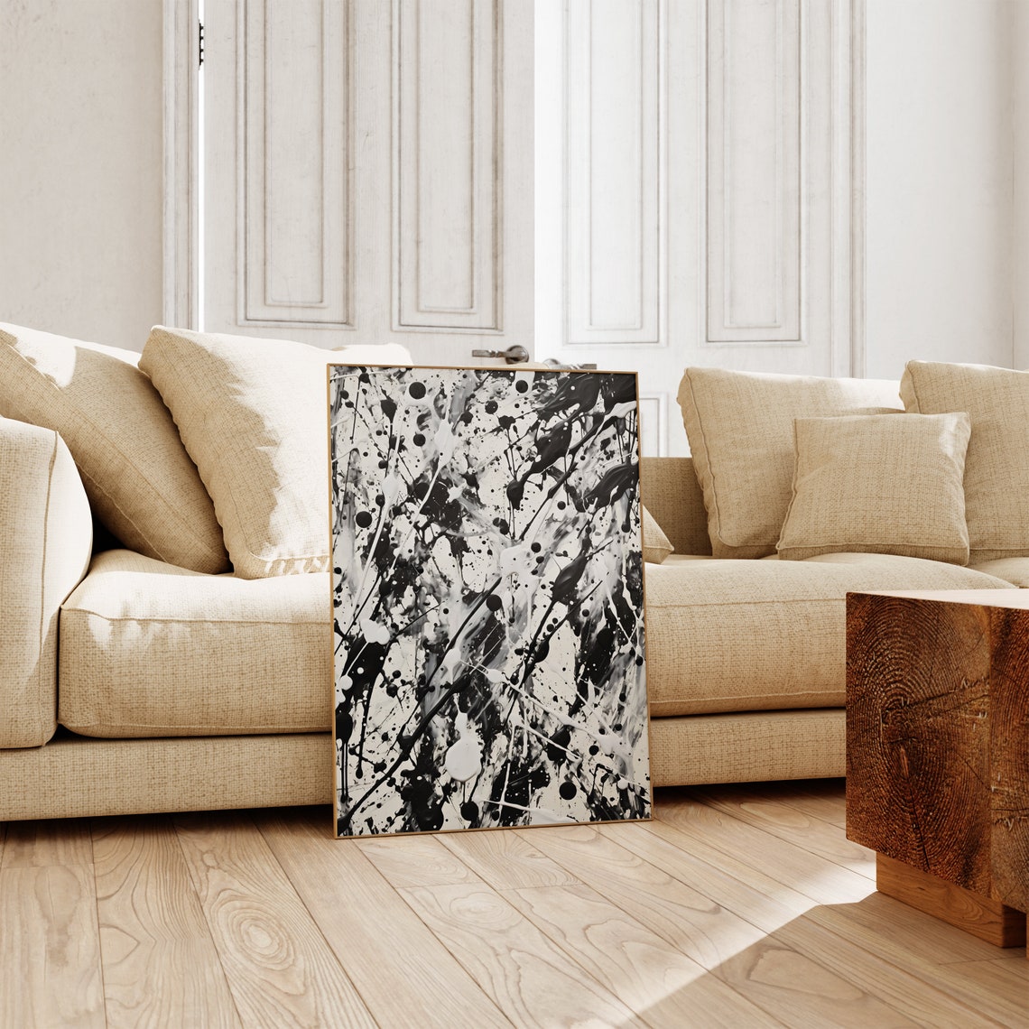 Jackson Pollock Style Black White Drip Splatter Abstract Art Poster - Image 5