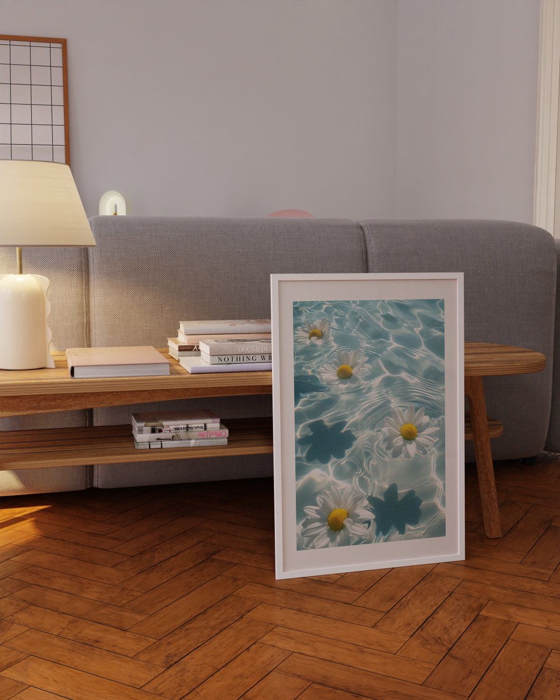 Floating Daisies on Rippling Turquoise Pool Water Photo Poster - Image 5
