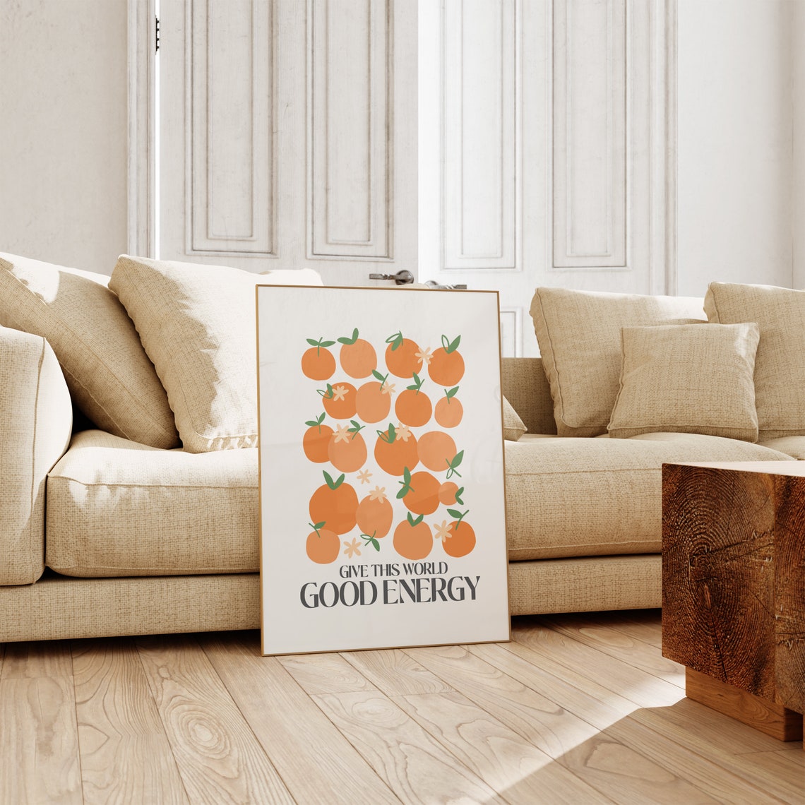 Give This World Good Energy Citrus Orange Kitchen Quote Poster - Image 2