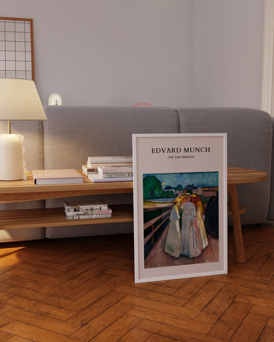 Edvard Munch On The Bridge Minimalist Moonlit Group Art Poster - Image 4