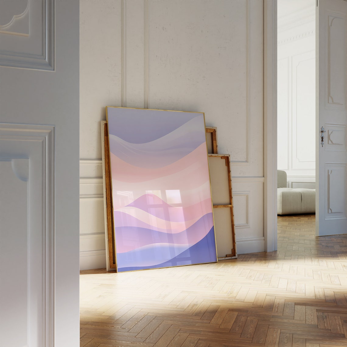 Lavender Blush Waves Calm Pastel Gradient Abstract Art Poster - Image 3
