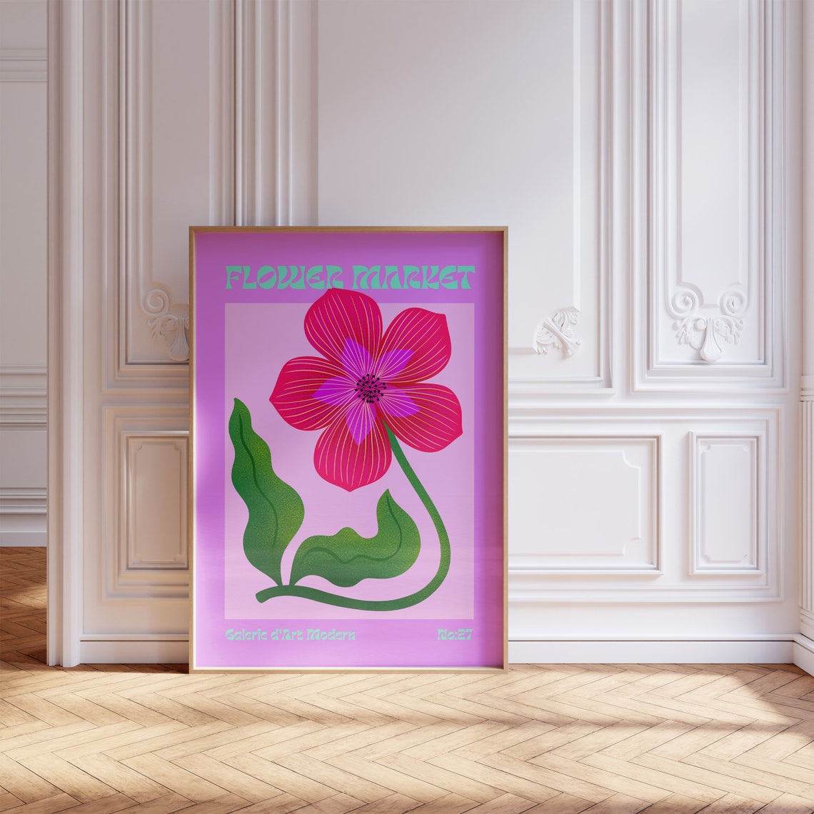 Flower Market No 27 Red Cosmos Bloom Magenta Retro Floral Poster - Image 5