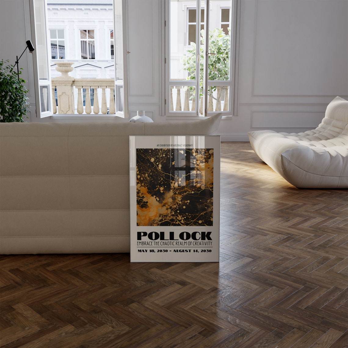 Pollock 2030 Exhibition Gold Black Chaos Creativity Abstract Poster - Image 2