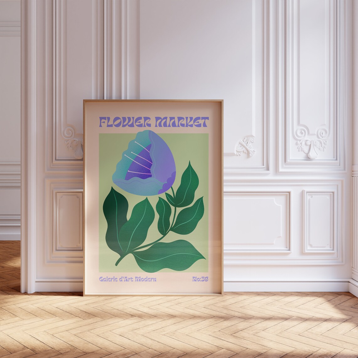 Flower Market No 39 Blue Purple Folded Bloom Sage Floral Poster - Image 5