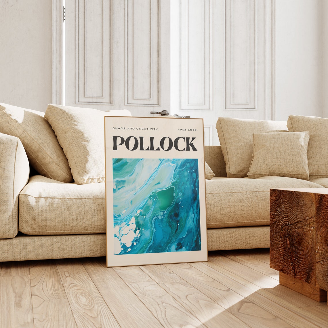 Jackson Pollock Chaos and Creativity Teal Fluid Abstract Poster - Image 4