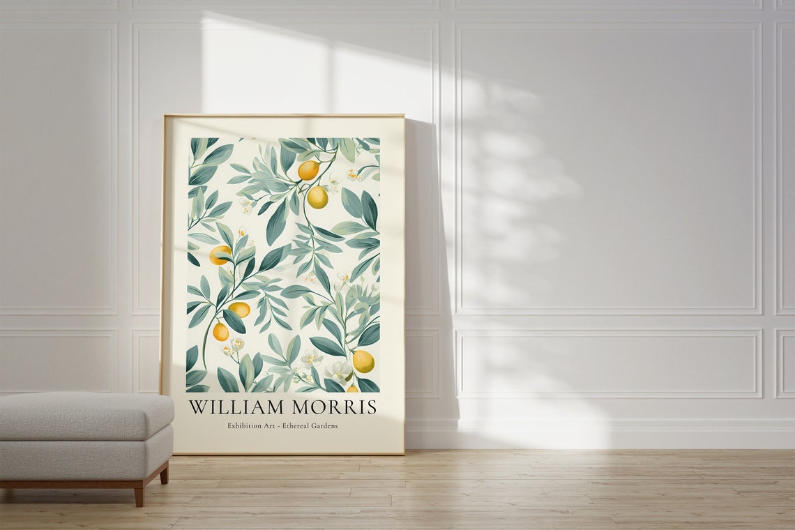William Morris Ethereal Gardens Lemon Citrus Blossom Art Poster