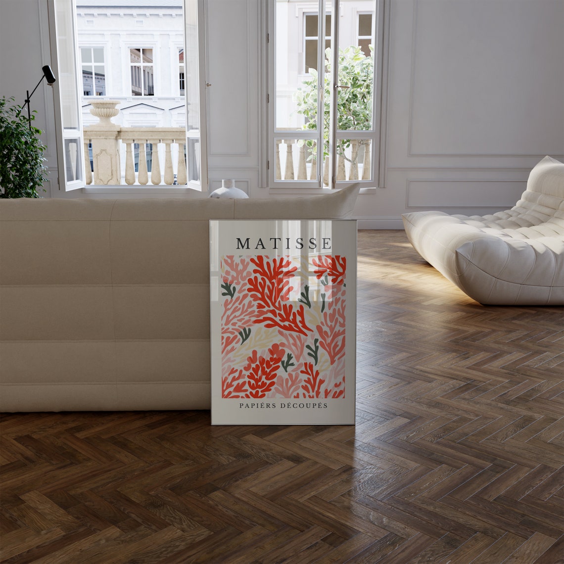 Matisse Papiers Decoupes Coral Pink Cut Paper Branch Pattern Poster - Image 3