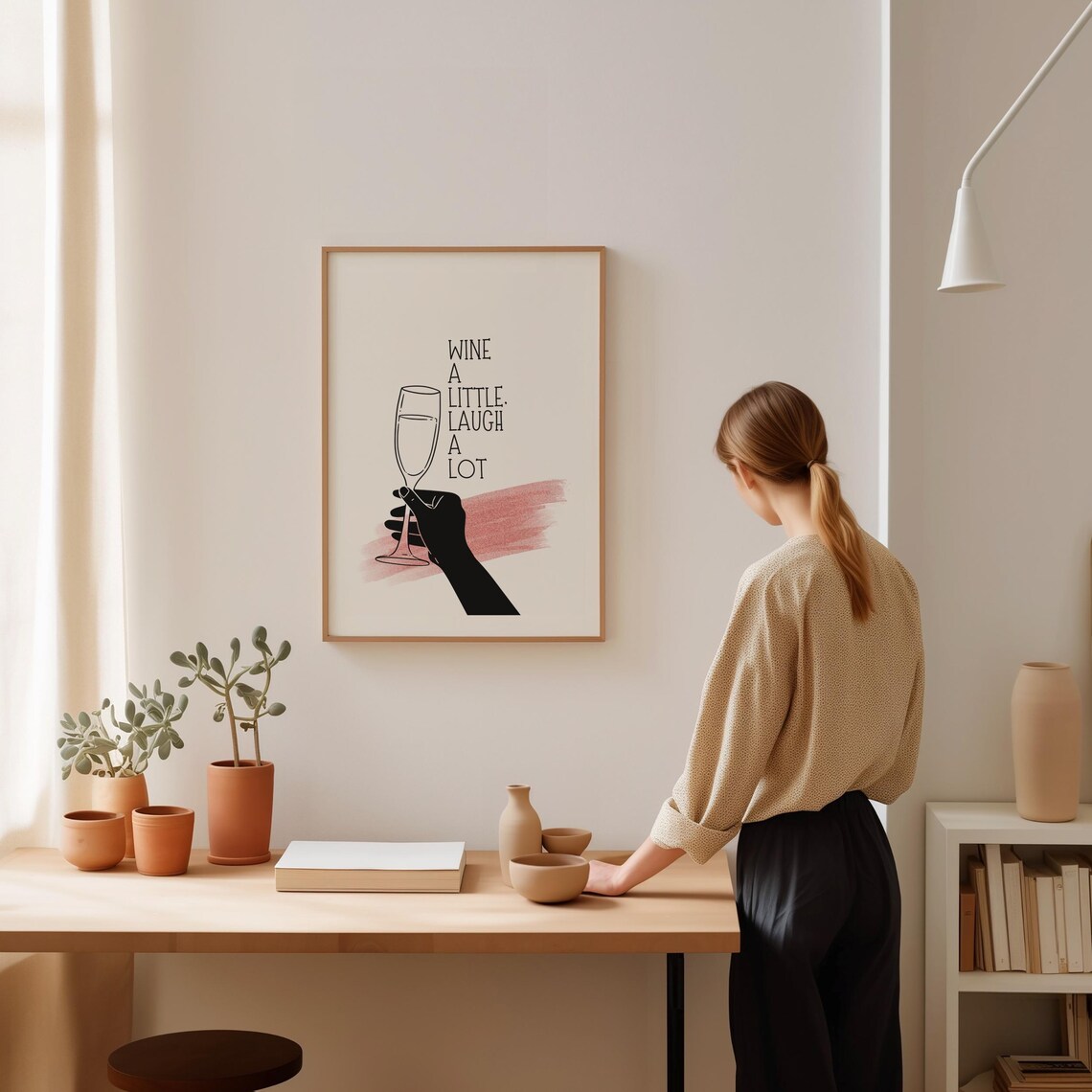 Wine A Little Laugh A Lot Minimalist Art Print - Image 2