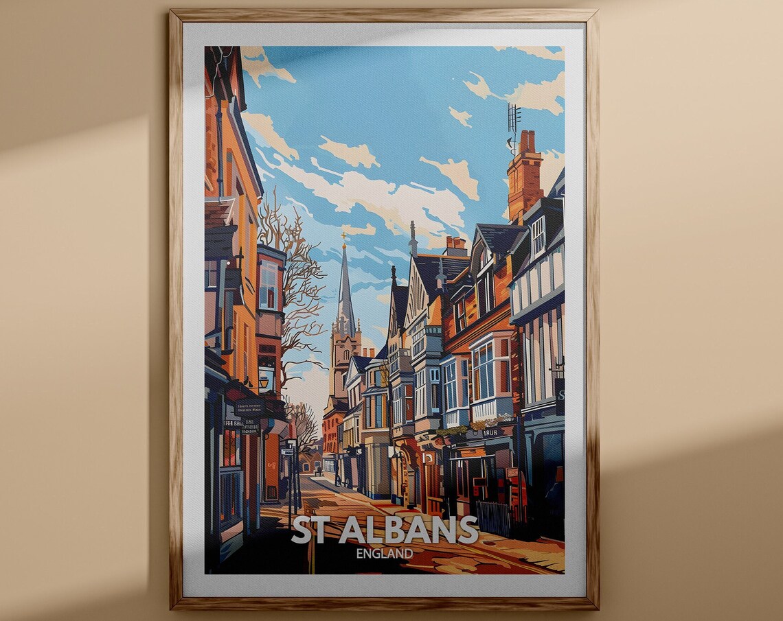 St Albans Art Print St Albans City Poster Uk Wall Art England Wall Decor British Travel Poster United Kingdom Print England City Art
