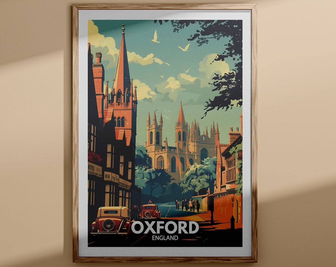 Oxford Art Print Oxford City Poster Uk Wall Art England Wall Art Decor British Travel Poster United Kingdom Print England City Art