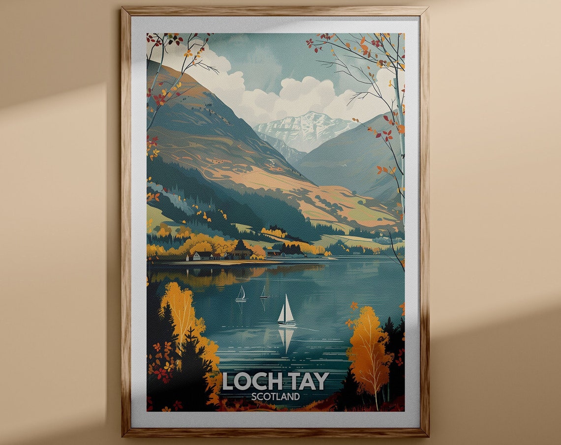 Loch Tay Print Loch Tay Poster Scotland Lake Travel Poster Lake Wall Art Decor United Kingdom Lake Art Scotland Nature Poster