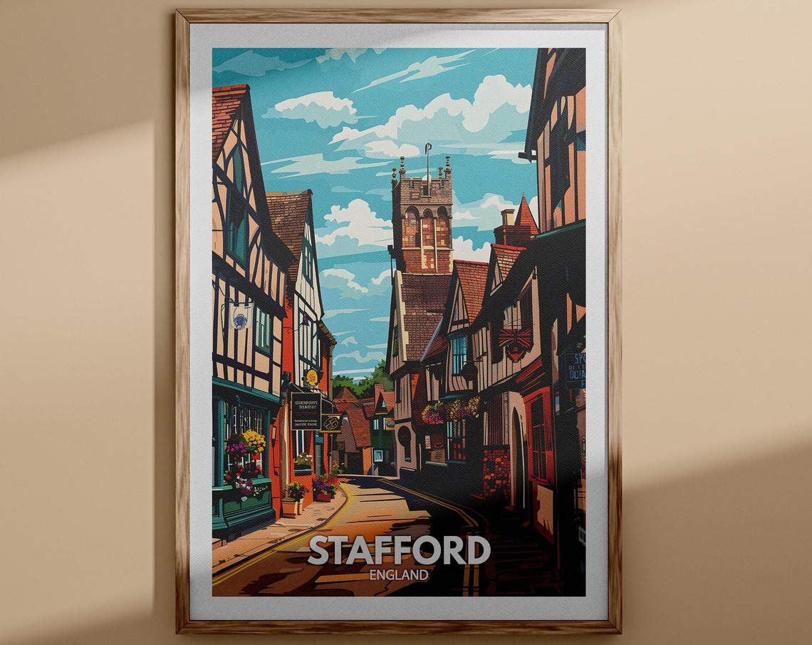 Stafford Print Stafford Poster Uk Wall Art England Wall Art Decor British Travel Poster United Kingdom Print England City Art