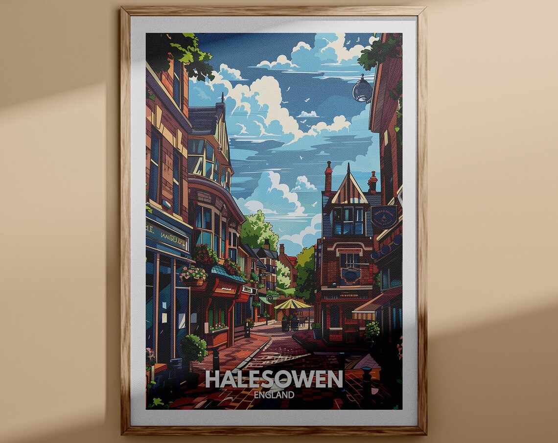 Halesowen England Old Town Street Pubs Historic Shops Poster