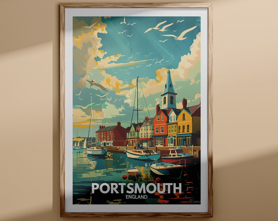 Portsmouth Print Portsmouth Poster Uk Wall Art England Wall Art Decor British Travel Poster United Kingdom Print England City Art