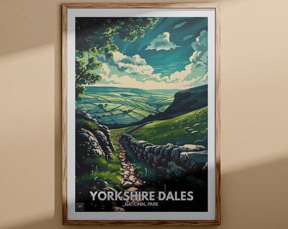 Yorkshire Dales National Park Dry Stone Wall Walking Trail Poster