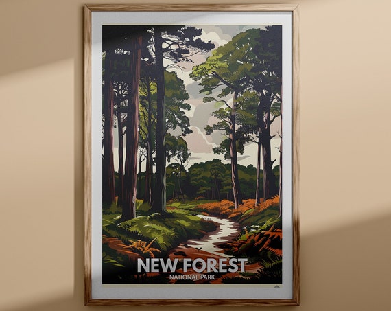 New Forest National Park Travel Poster New Forest Print England National Park Wall Art Uk Nature Print British National Parks