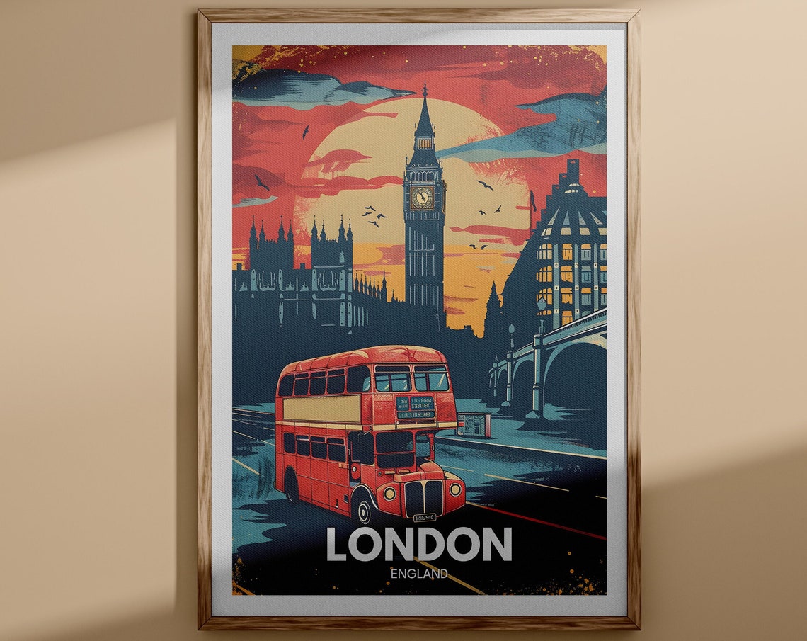 London Print London Travel Poster Uk Wall Art England Wall Art Decor Big Ben Poster United Kingdom Print England City Art