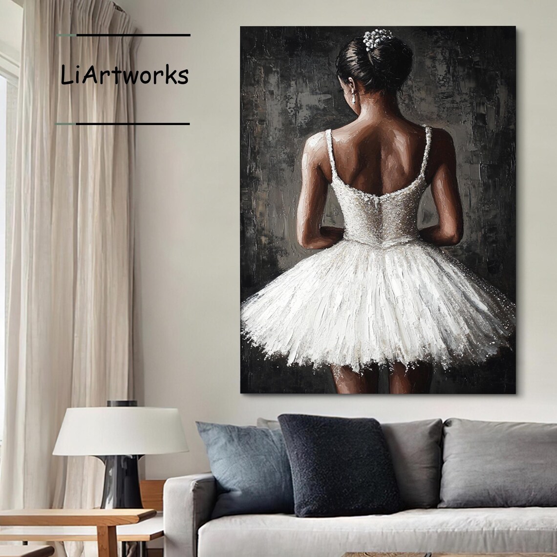 Original Abstract Ballerina Oil Painting On Elegant Woman Backside Painting Female Figure Acrylic Painting Modern Home Wall Decor - Image 3
