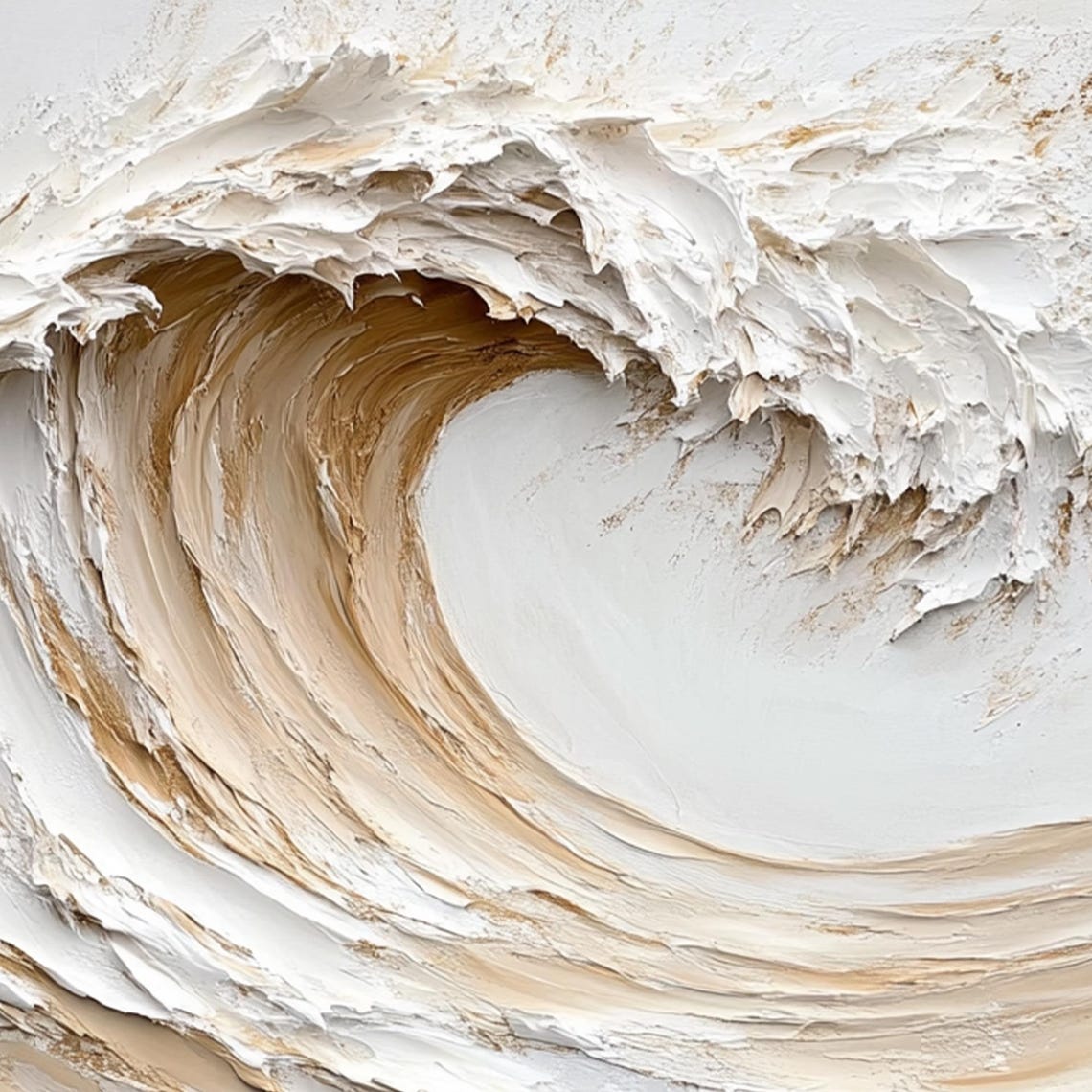 Ivory White Ocean Wave Curl Circle in Soft Neutral Tones Poster - Image 2
