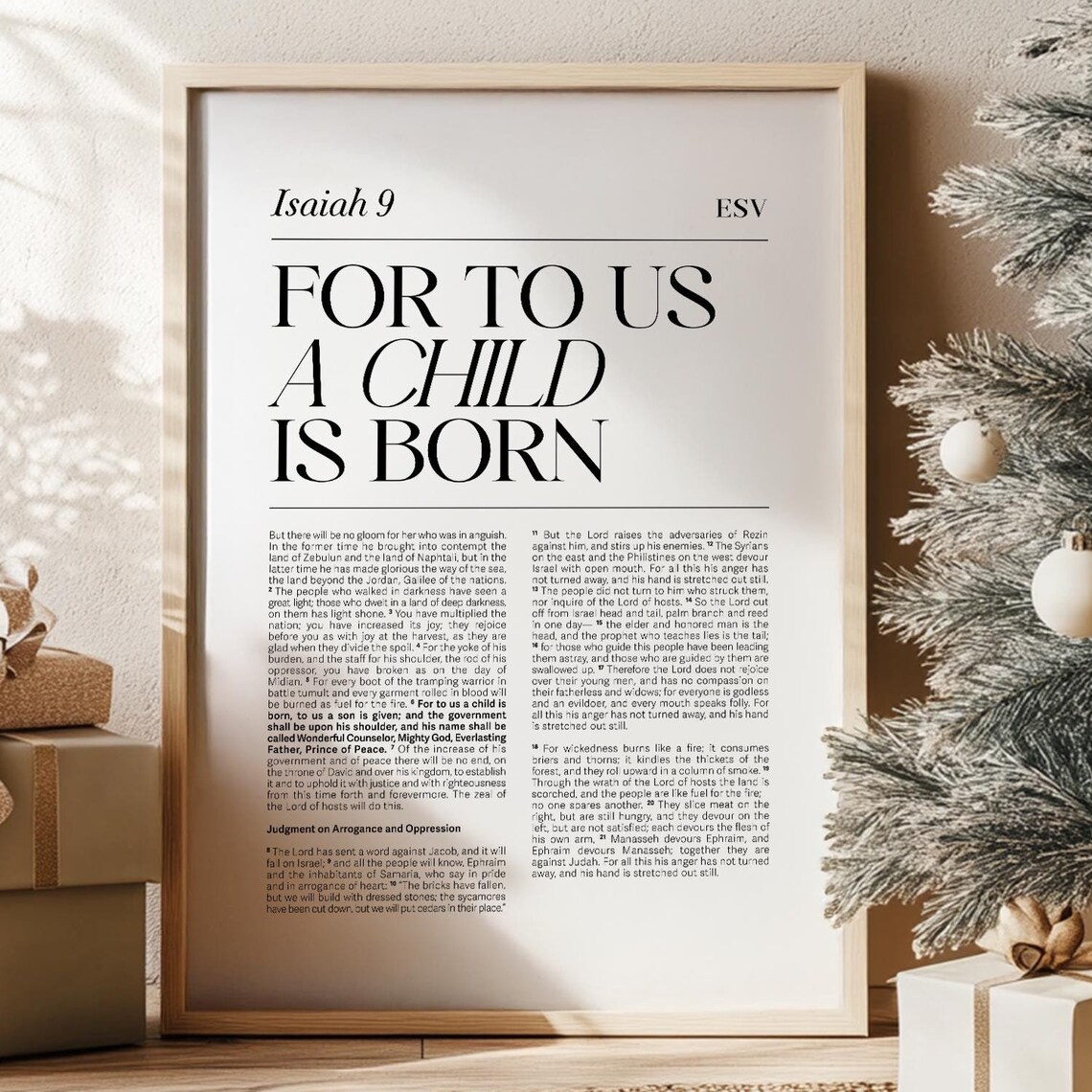 Isaiah 96 For To Us A Child Is Born Bible Verse Wall Art Christmas Gifts For Christians Christmas Wall Art Names Of Jesus