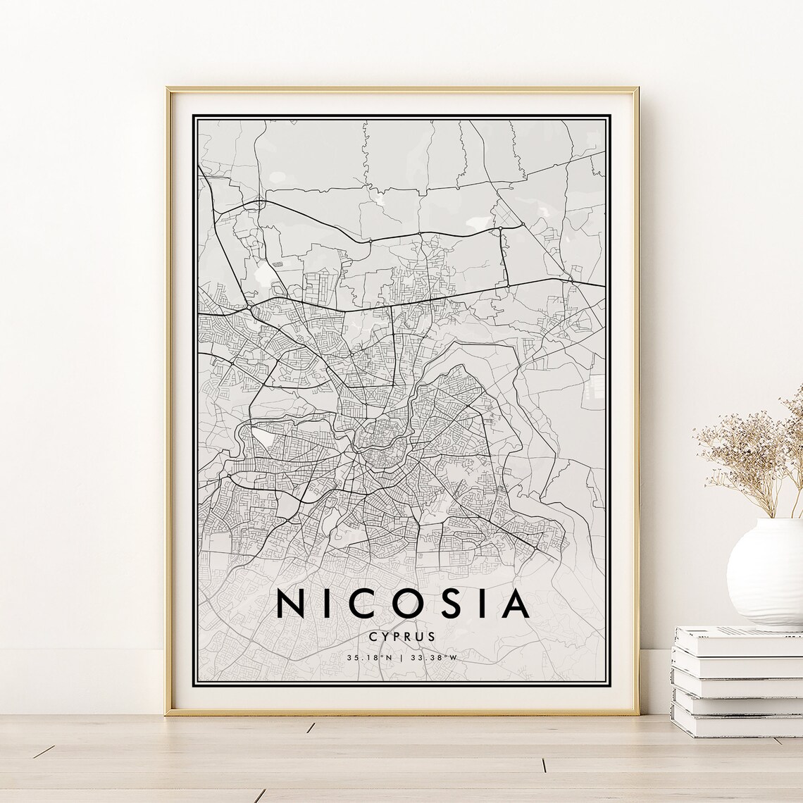 Nicosia Map Print, Cyprus City Minimalist Art Print
