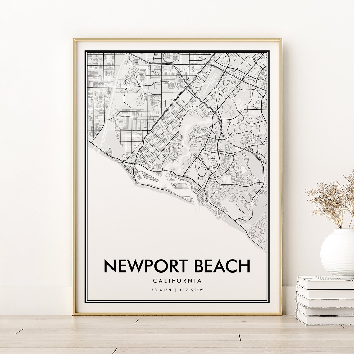 Newport Beach Map Print, Modern Travel Poster