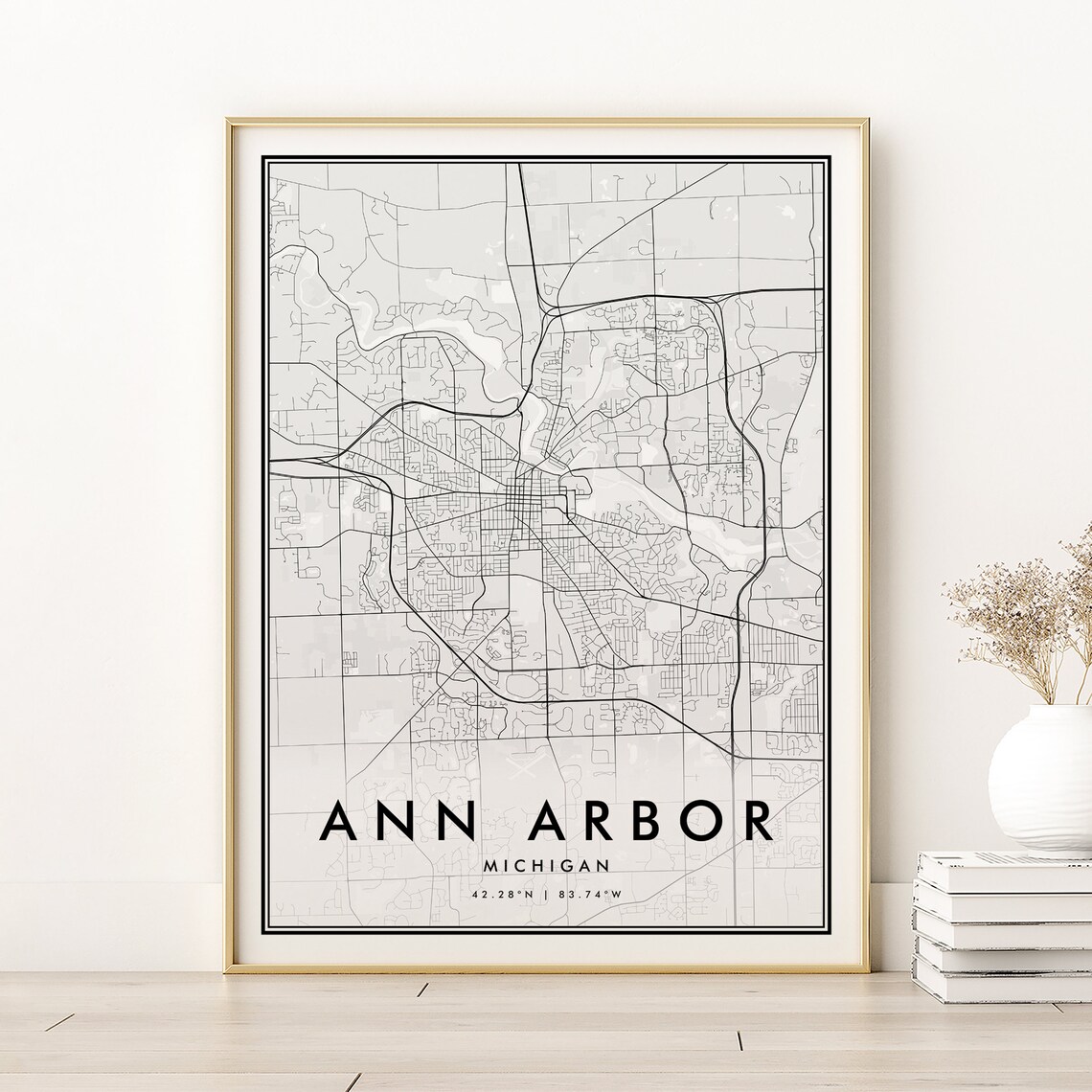 Ann Arbor Map Print, Michigan City Poster