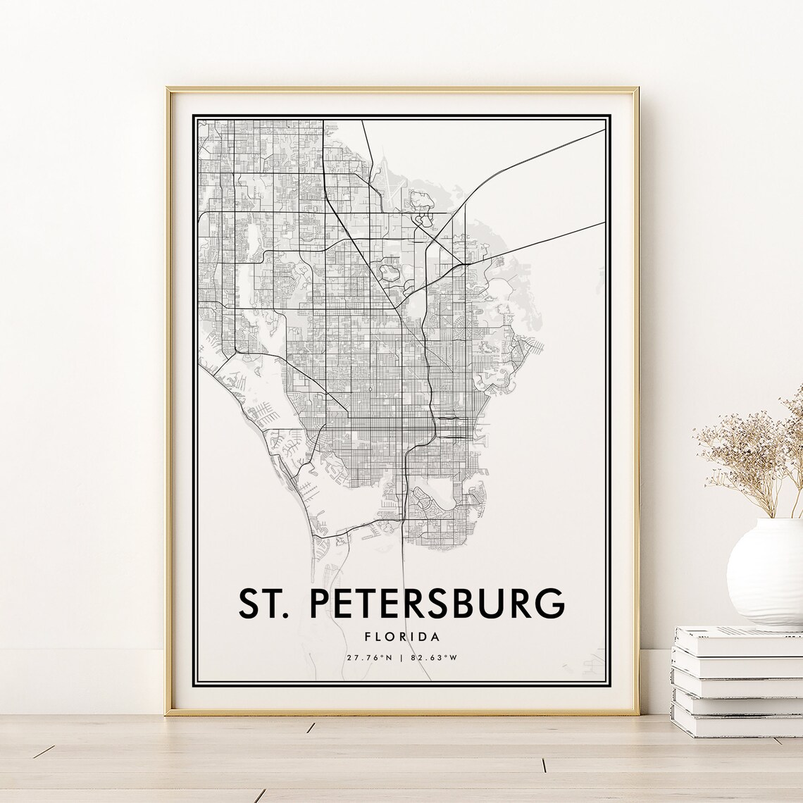 St Petersburg Map Print, Florida Minimalist Poster