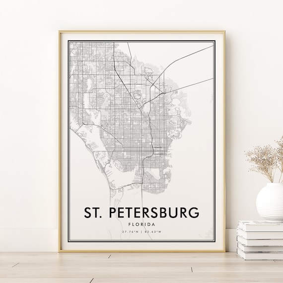 St Petersburg Map Print, Florida Minimalist Poster