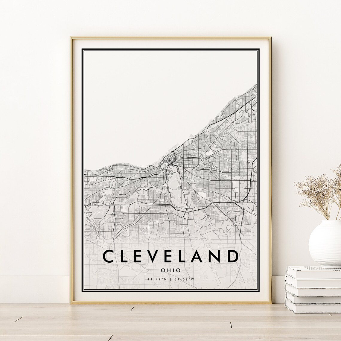 Cleveland Map Print, Minimalist Ohio Travel Poster