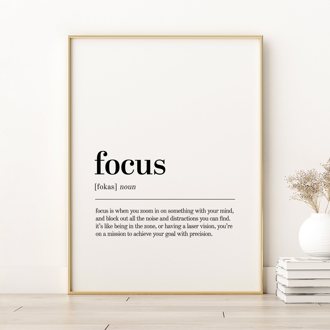 Focus Definition Quote Poster, Minimalist Art Print