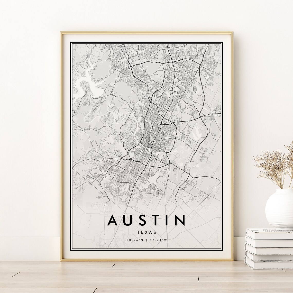 Austin Map Print, Texas Minimalist Travel Poster