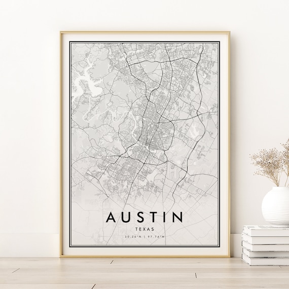 Austin Map Print, Texas Minimalist Travel Poster