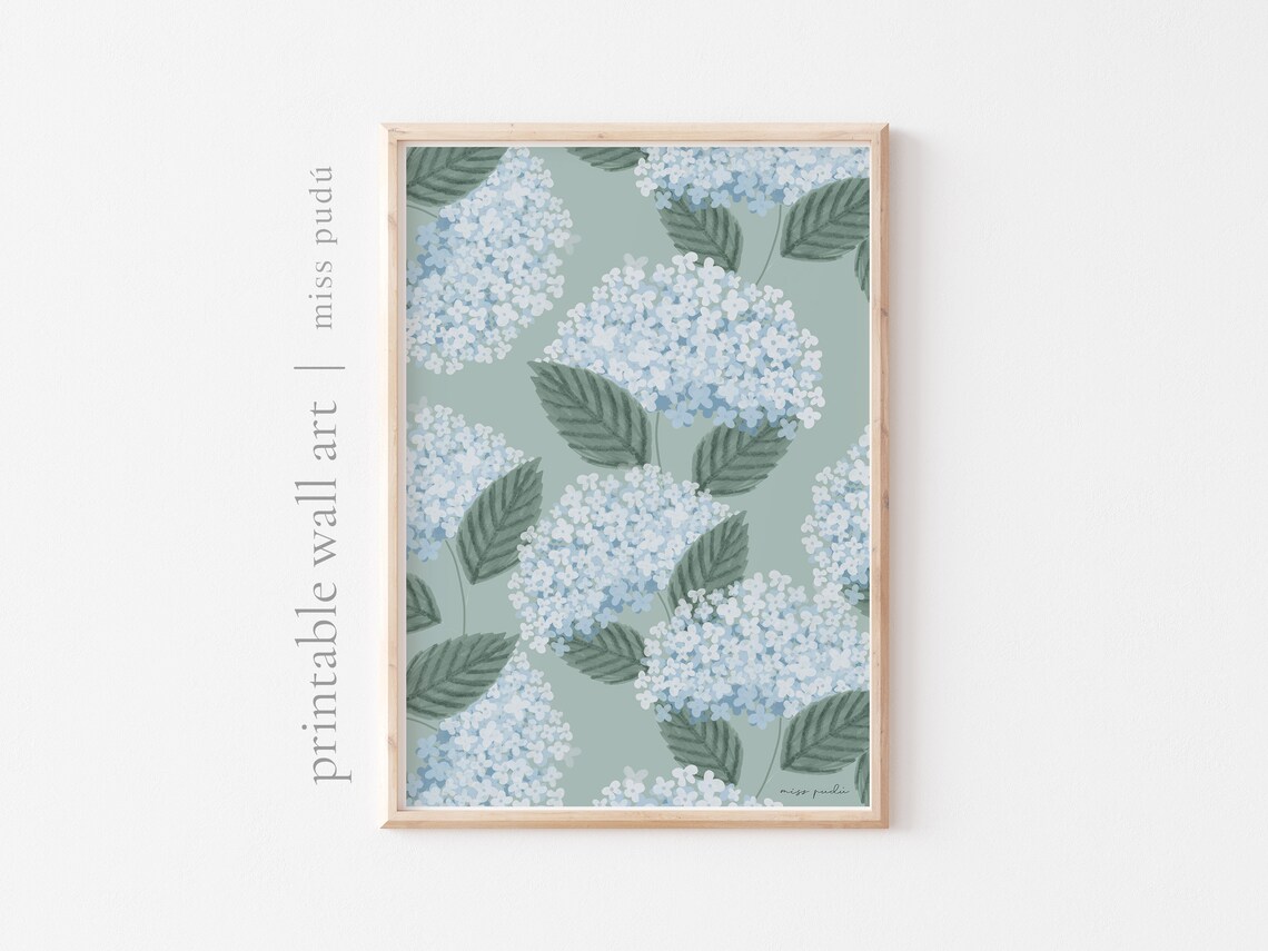 Hydrangea Botanical Floral Pattern Art Print - Image 2